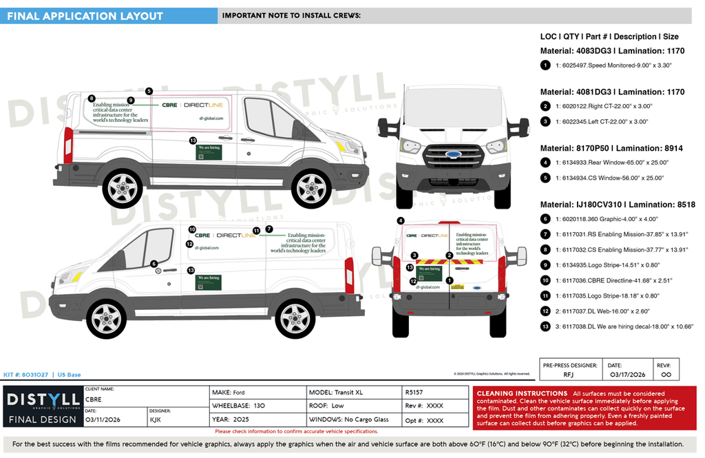 CBRE, Ford, Transit, 130WB, CS Slider, Rear and CS Glass LR, 2025