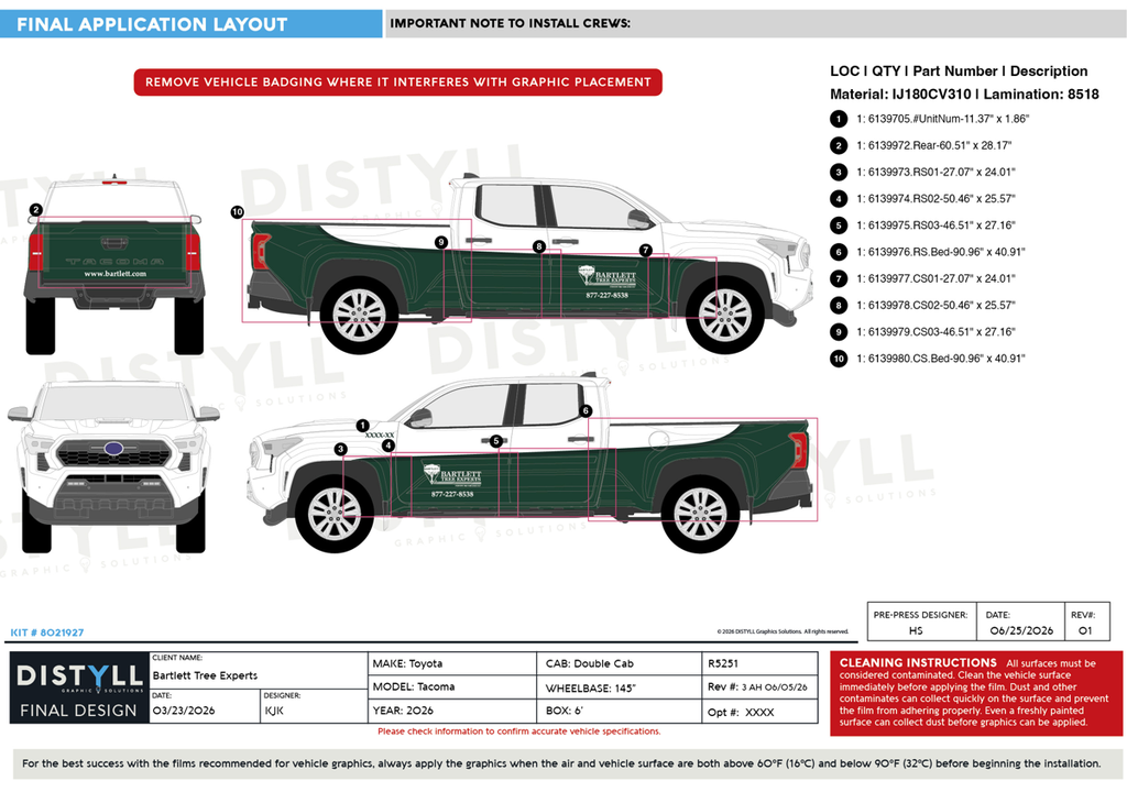 Bartlett Tree Experts, Toyota, Tacoma, Double Cab, 6ft Bed, 145WB, 2026