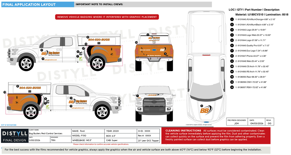 Bug Busters Pest Control Services, Ford, F150, SuperCab, 6_5in Box, 145_5 WB, Leer DCC 23in Topper