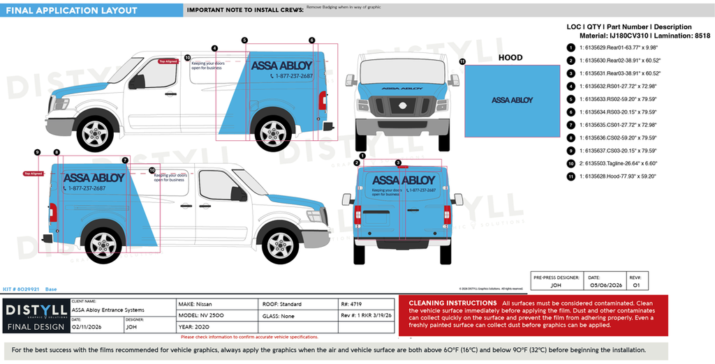 ASSA Abloy Entrance Systems, Nissan, NV 2500, SV, Standard Roof, CS Slider, NG, 2020