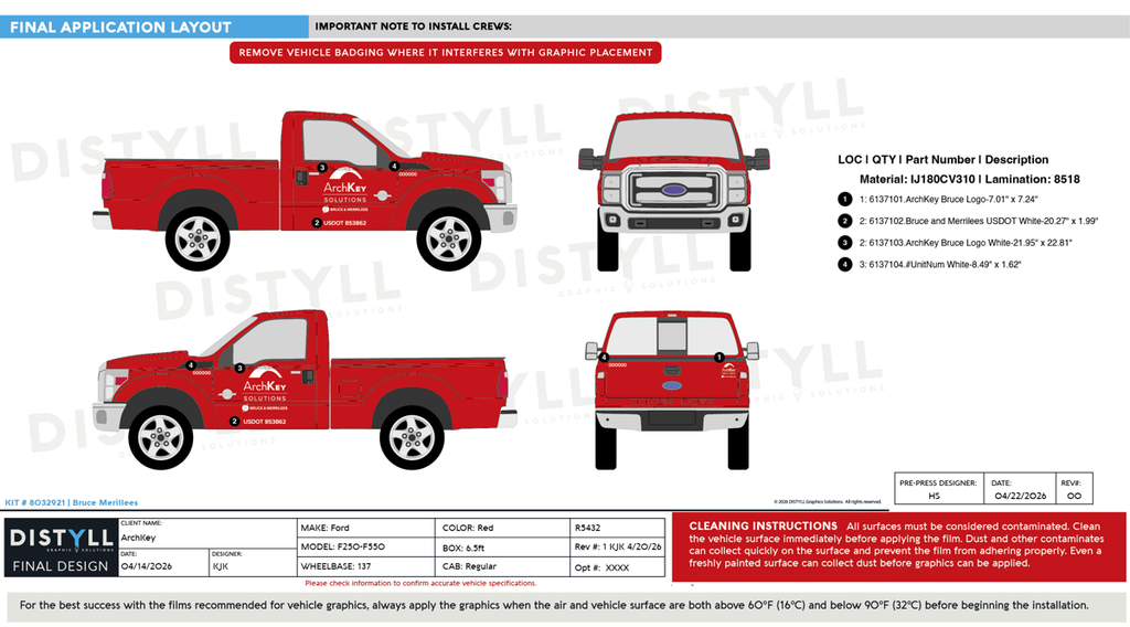 ArchKey, Bruce Merillees, Ford, F250-550, Regular Cab, 6_5ft Bed, 137WB, 2015