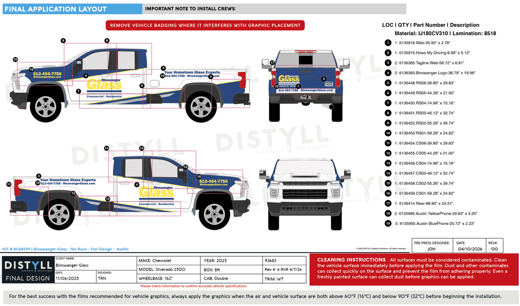 Binswanger Glass, Chevrolet, Silverado 2500, WT, Double Cab, 8ft Box, 162WB, 2025