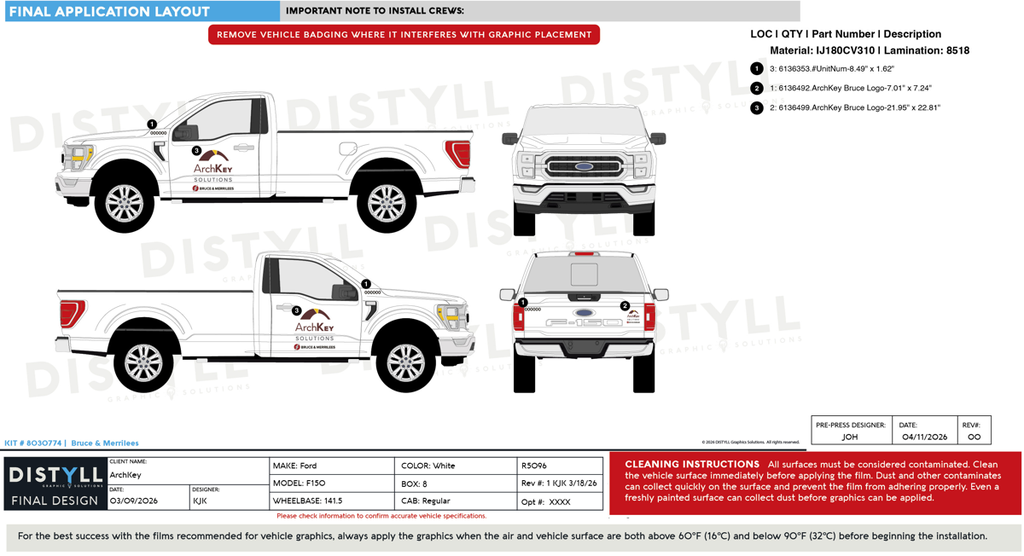 ArchKey, Ford, F150, All Trim Levels, Regular Cab, 8ft Bed, 141_5WB, 2025