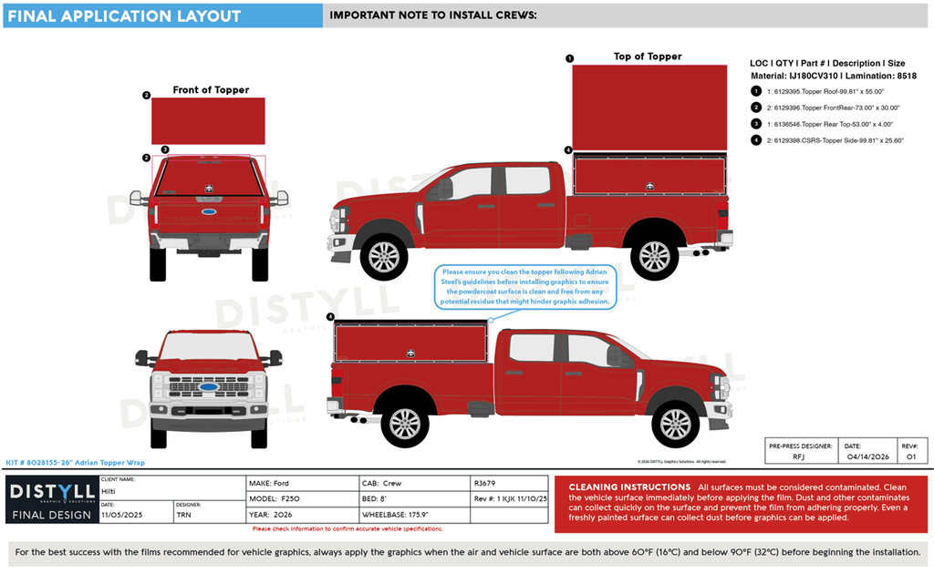 Hilti, Ford, F250, CrewCab, 8ft Bed, 175_9WB, Adrian 26in Topper, 2026