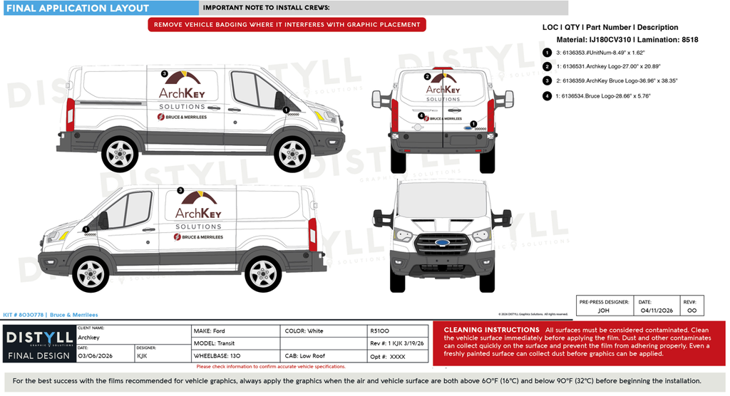 ArchKey, Ford, Transit, XL, 130WB, LR, CS Slider, NG, 2026