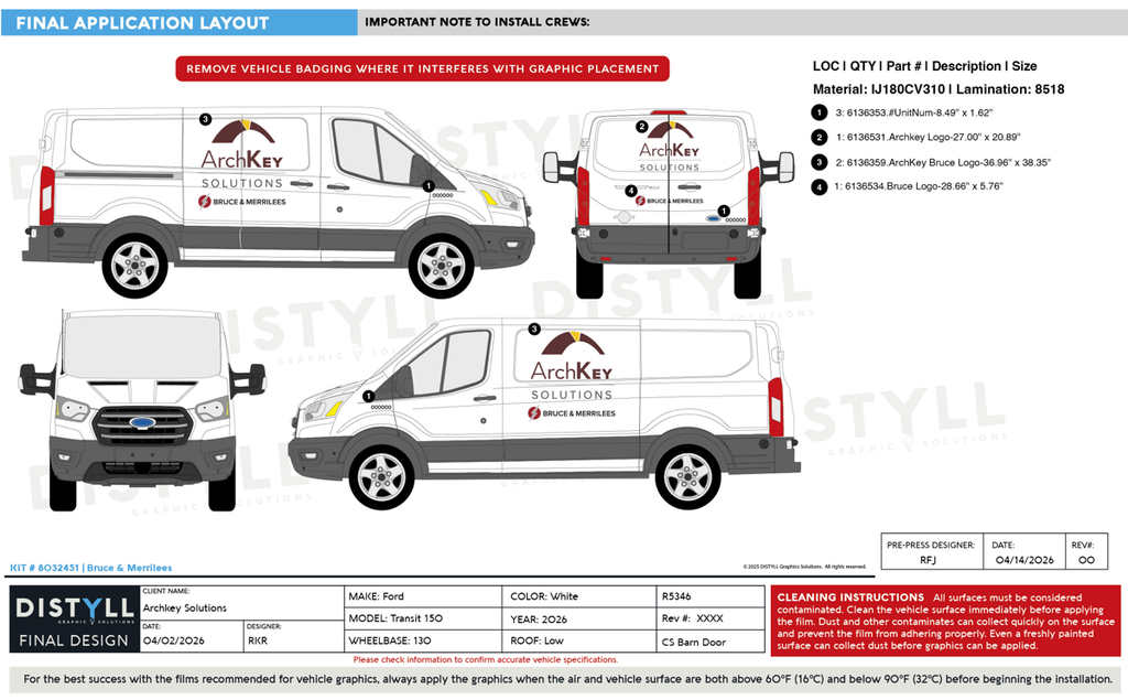 Archkey, Ford, Transit 150, 130WB, CS Barn Door, NG, 2026