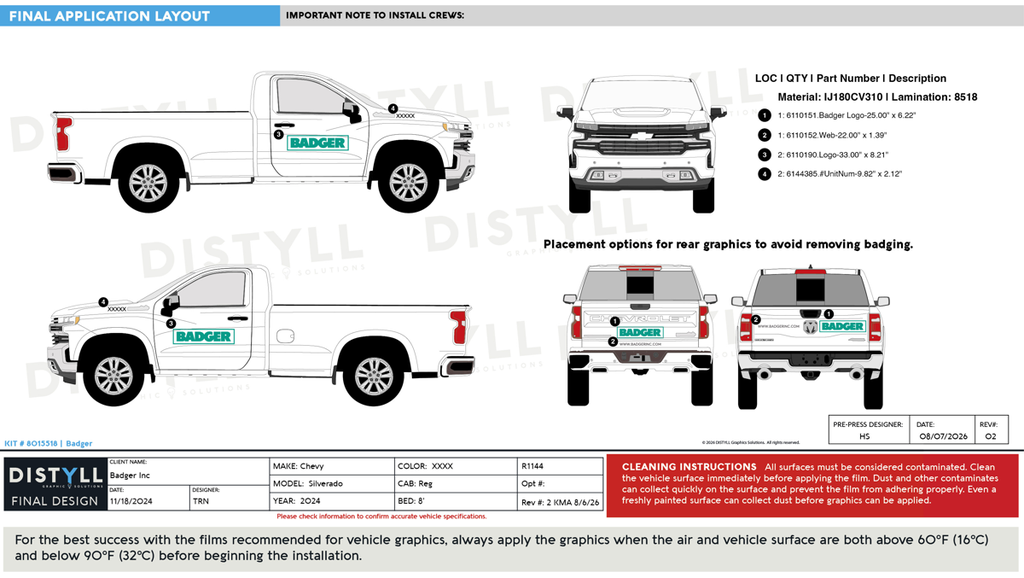 Badger Inc, Universal Half-ton Pickup Truck Spot Graphics