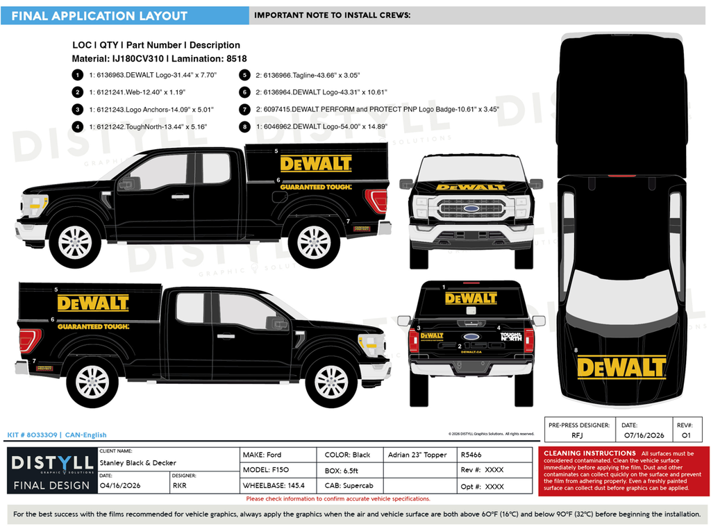 Stanley Black and Decker, DeWalt, Ford, F150, Supercab, 6_5ft bed, 145_4WB, Adrian 23in Topper, 2024