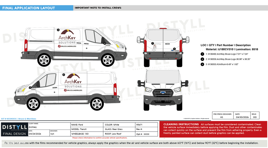 ArchKey, Bruce Merillees, Ford, E-Transit, LR, 130WB, CS Slider, Rear Glass, 2026