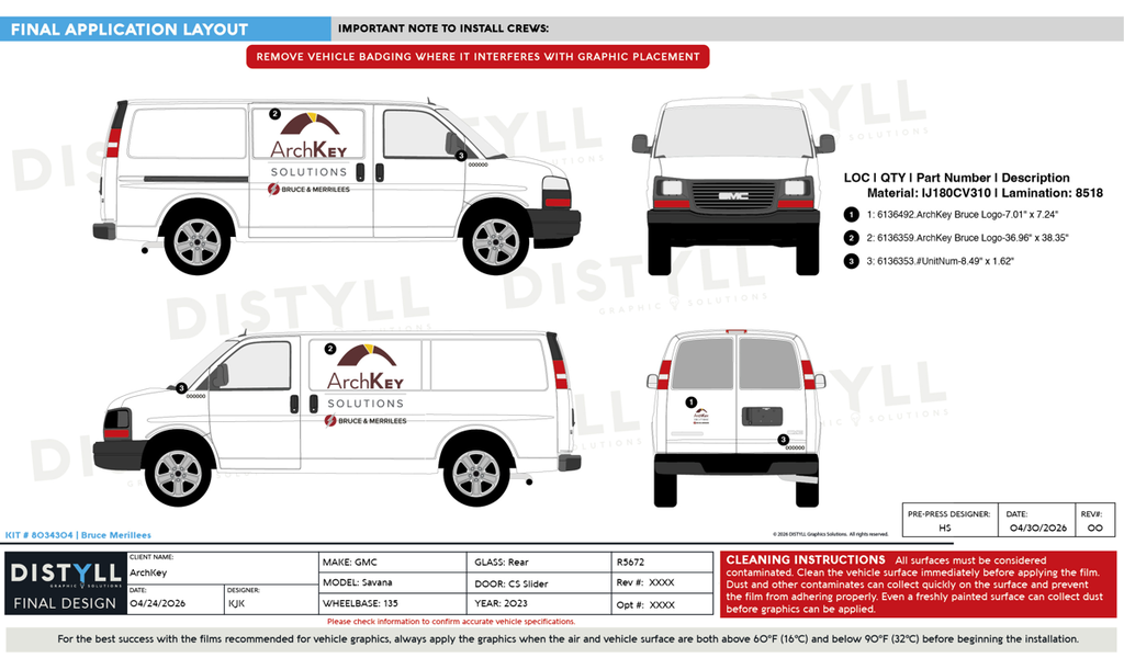 ArchKey, Bruce Merillees, GMC, Savana, 135WB, CS Slider, Rear Glass, 2023