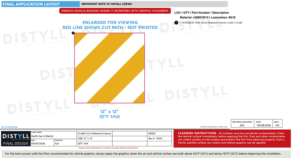 PG&E, 37-4454 12x12 Reflective Chevron
