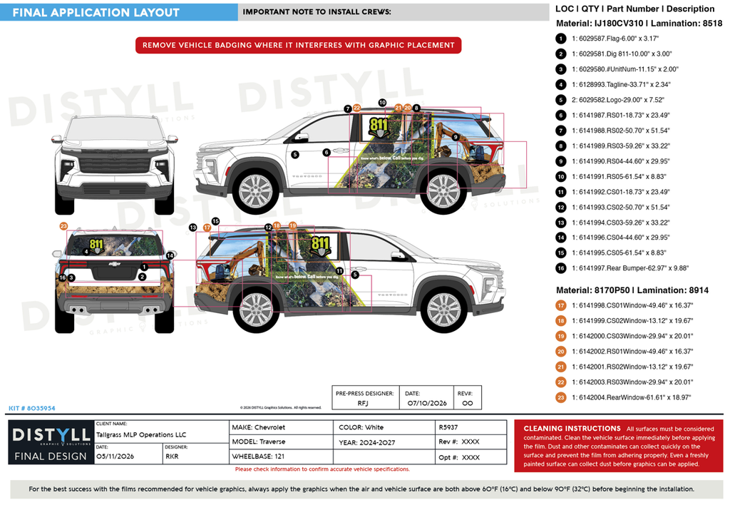 Tallgrass MLP Operations LLC, Chevrolet, Traverse, 121WB, 2024-2027