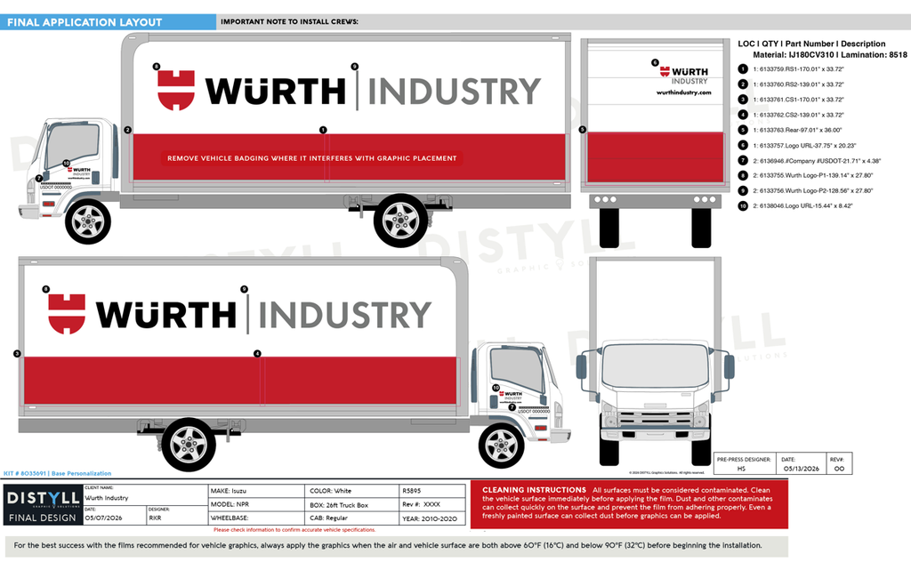 Wurth Industry, Isuzu, NPR, Reg Cab, 26ft Truck Body, 2010-2020
