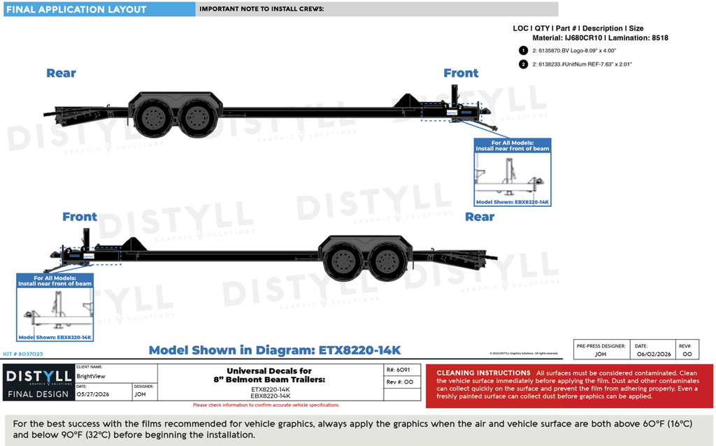 BrightView, Belmont Trailers, 8in Beam Trailer, 2026-2027