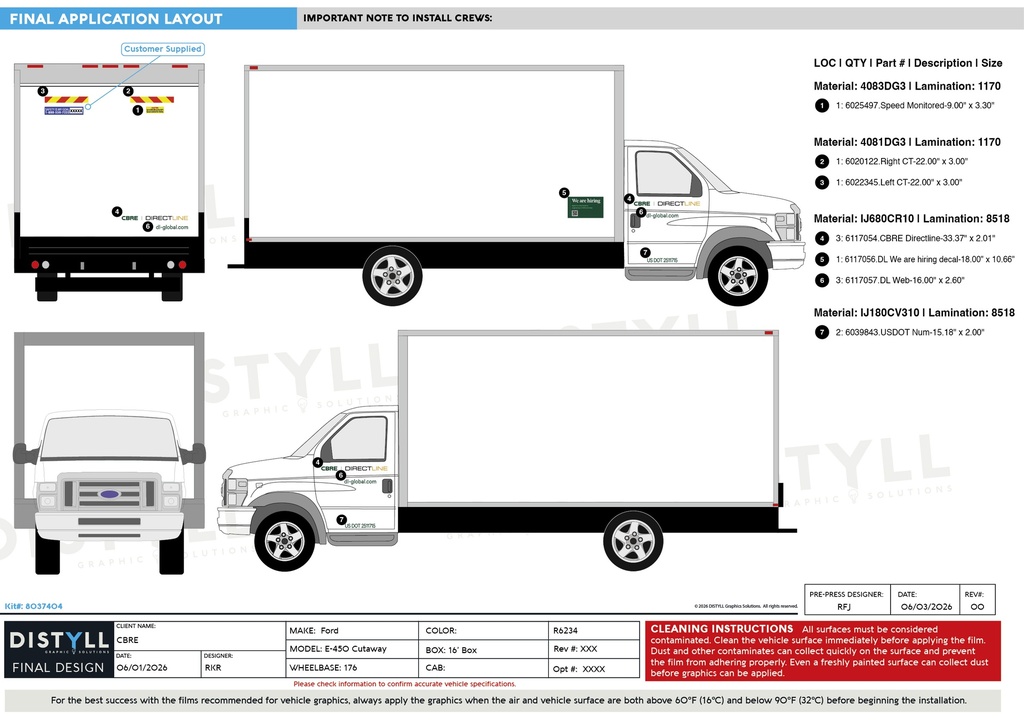 CBRE, Directline, Ford, E450 Cutaway, 176WB, 16ft Box