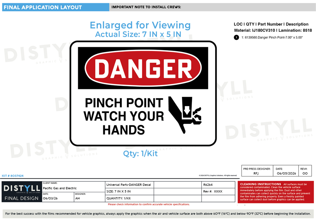 PG&E, Universal Parts, Danger Decal