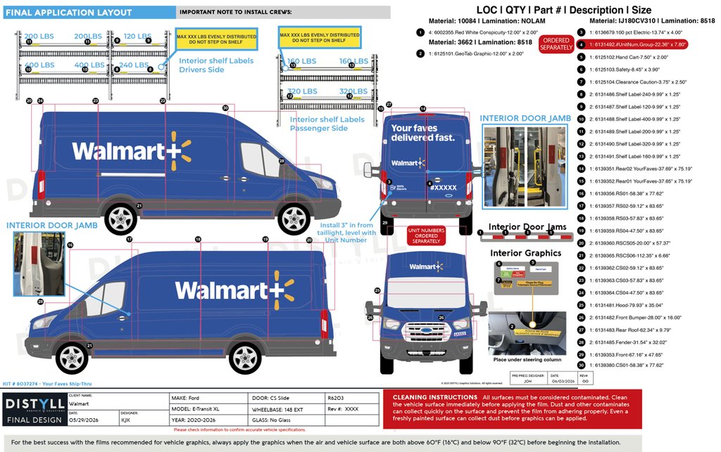 Walmart, Ford, E-Transit, XL, 148 Extended, HR, CS Slider, NG, 2026