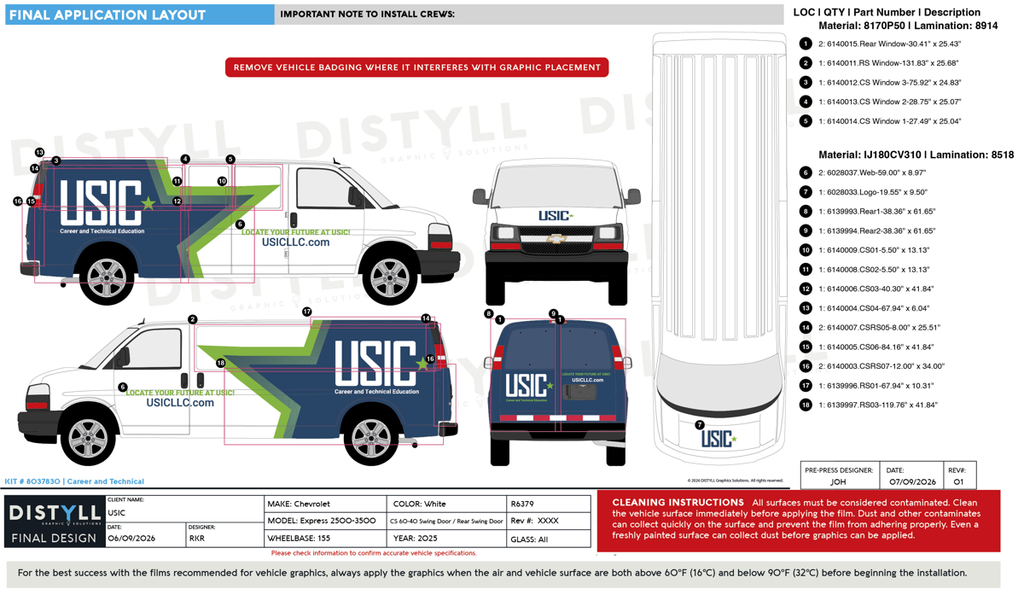 USIC, Career and Technical, Chevrolet, Express 2500-3500, 155WB, CS 60 40 SD, Rear SD, Passenger Van, 2025