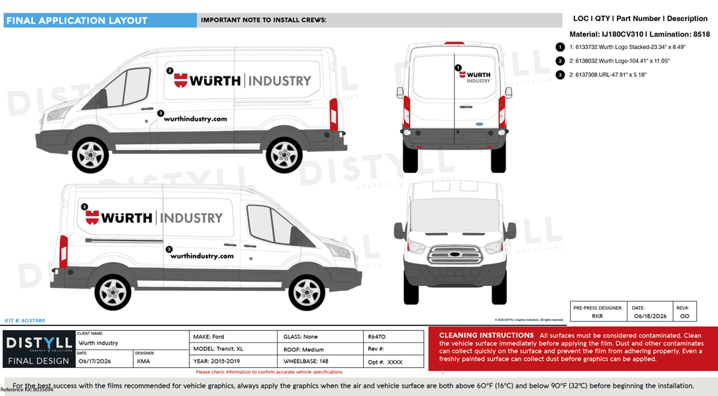 Wurth Industry, Ford, Transit, XL, MR, 148WB, CS Slider, NG, 2015-2019