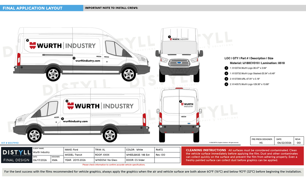 Wurth Industry, Ford, Transit, XL, 148WB EXT, CS Slider, NG, 2015-2026