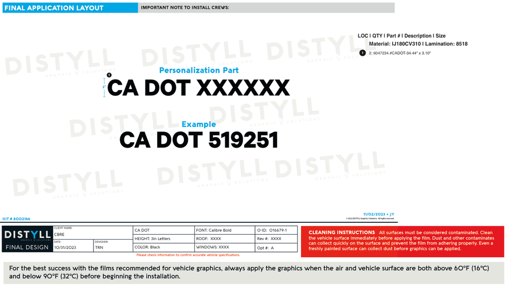 CBRE, CADOT Personalization Part, 3in Letter Height