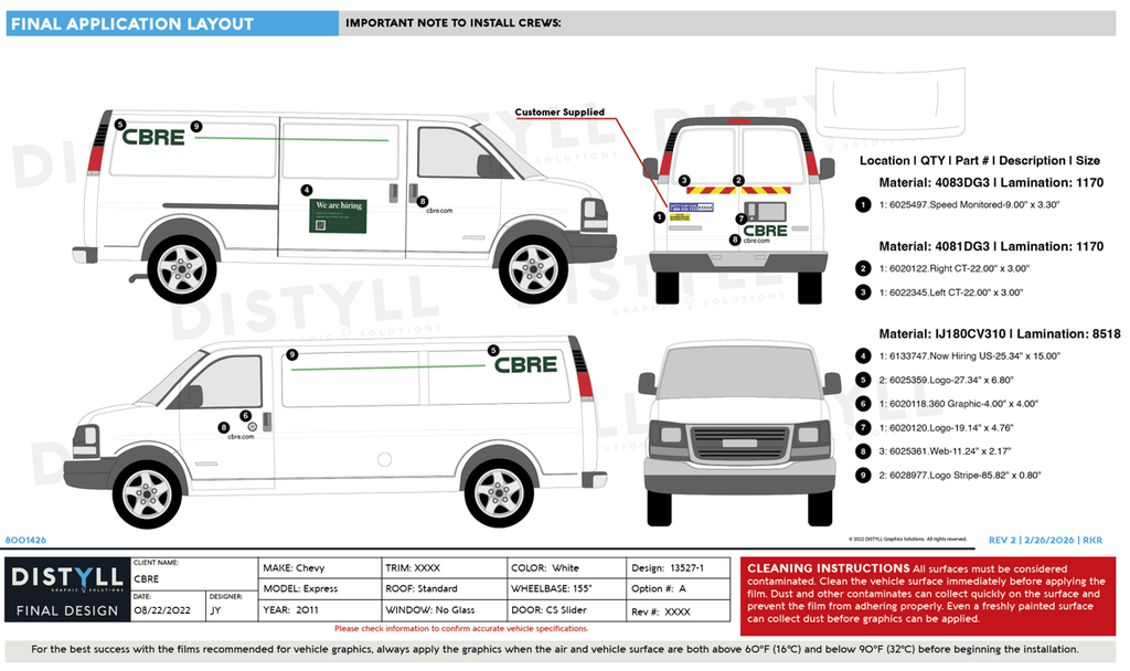 CBRE, Chevy Express, 155WB, CS Slider, No Glass, 2011, Spots