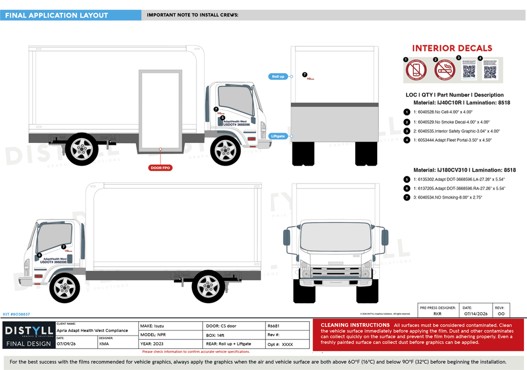 Apria_AdaptHealthWest_Compliance, Isuzu, NPR HD, Regular Cab, 16ft Box Truck, 150WB, Rear Roll Up with Liftgate, CS Roll Up Door
