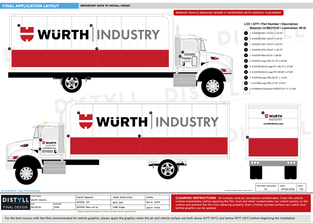 Wurth Industry, Peterbilt, 337, Single, 26ft Box Truck, Rear Roll Up Door, 2009-2026