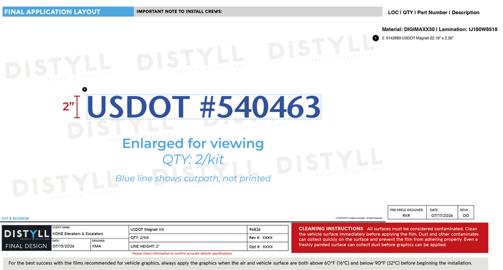 KONE, 2 in USDOT Magnet Kit