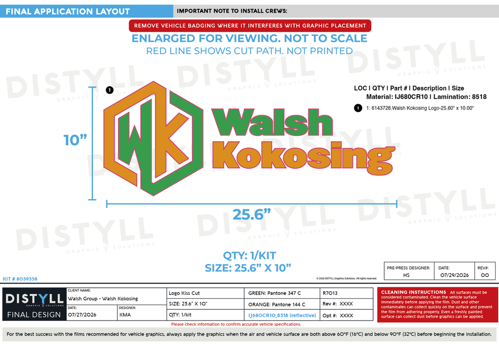 Walsh Group, Walsh Kokosing, 10in Logo, Universal Parts