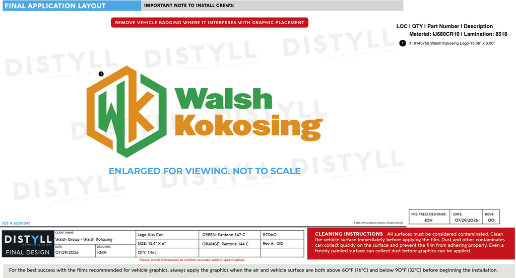 Walsh Group, Walsh Kokosing, 6in Logo, Universal Part