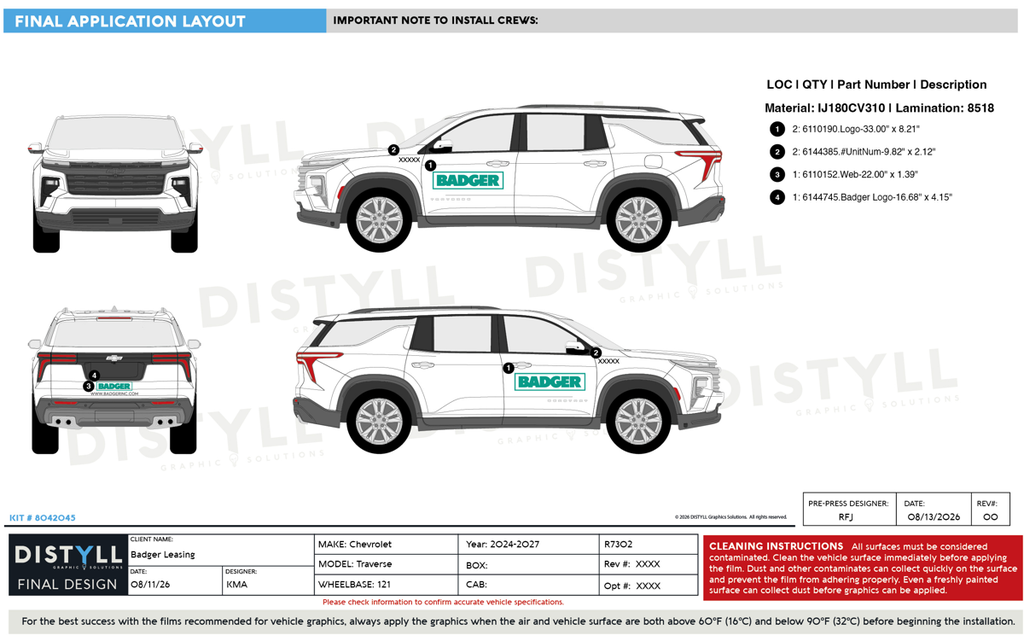 Badger Leasing, Chevrolet, Traverse, LT, 121WB, 2024-2027