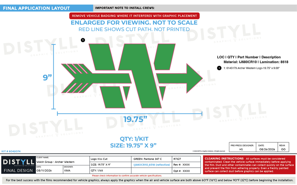 Walsh Group, Archer Western, 9in Logo, Universal Part