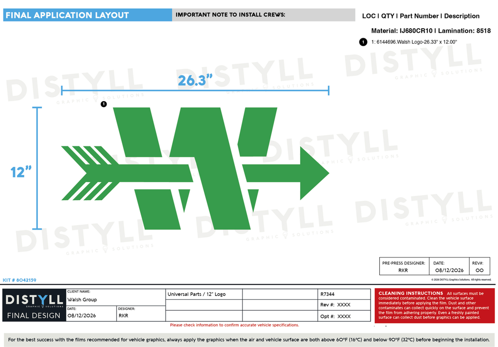 Walsh Group, Archer Western, Universal Parts, 12in Logo