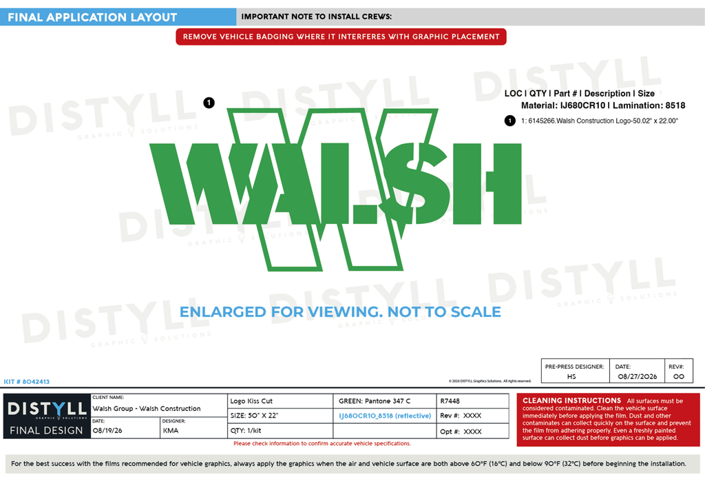 Walsh Group, Walsh Construction, 22in Logo, Universal Part