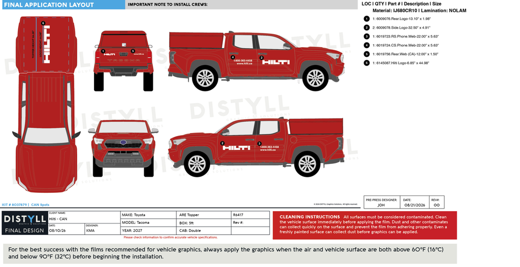 HILTI, CAN, Toyota, Tacoma, Double Cab, 5ft box, 131_9WB, ARE Topper, 2027