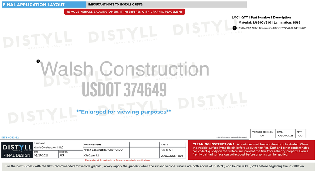 Walsh Group, Universal Parts, Walsh Construction, USDOT