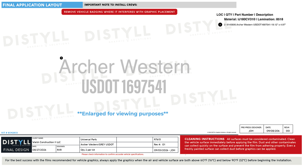 Walsh Group, Universal Parts, Archer Western, USDOT