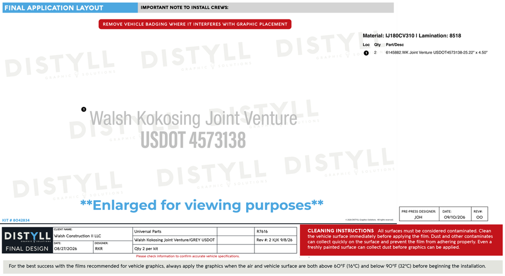 Walsh Group, Universal Parts, Walsh Kokosing, USDOT