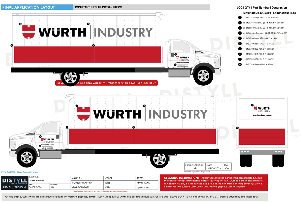 Wurth Industry, Ford, MT 201, F650-750, Regular Cab, 26ft Box Truck, 2016-2026
