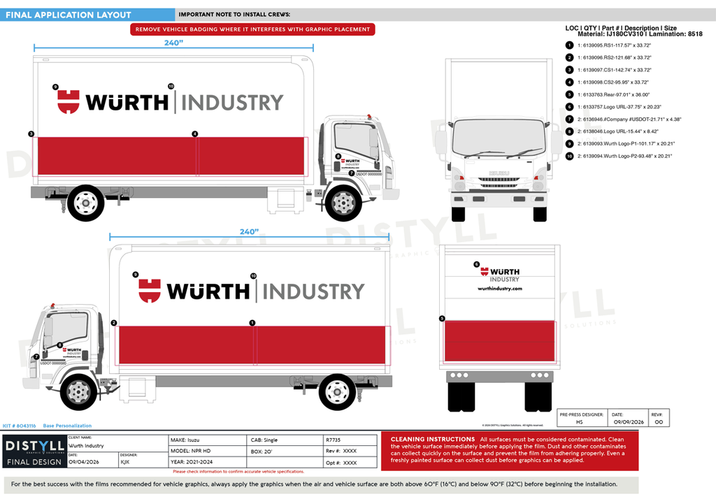 Wurth Industry, Isuzu, NPR HD, Regular Cab, 20ft Box Truck, 150WB, 2021-2024