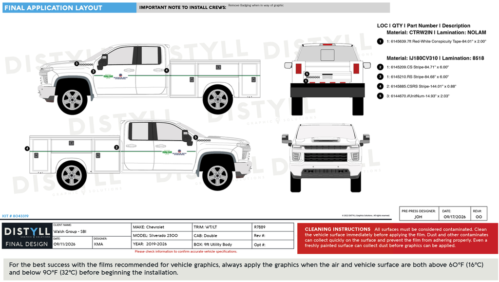 Walsh Group, SBI, Chevrolet, Silverado 2500 HD, WT, LT, Double Cab, 9ft Utility Body, 2019-2026