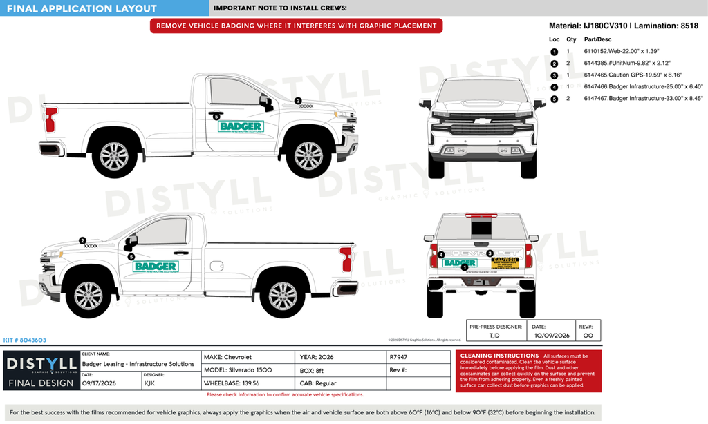 Badger Leasing, Infrastructure Solutions, Chevrolet, Silverado 1500, WT, Regular Cab, 8ft Box, 139_56WB, 2019-2026