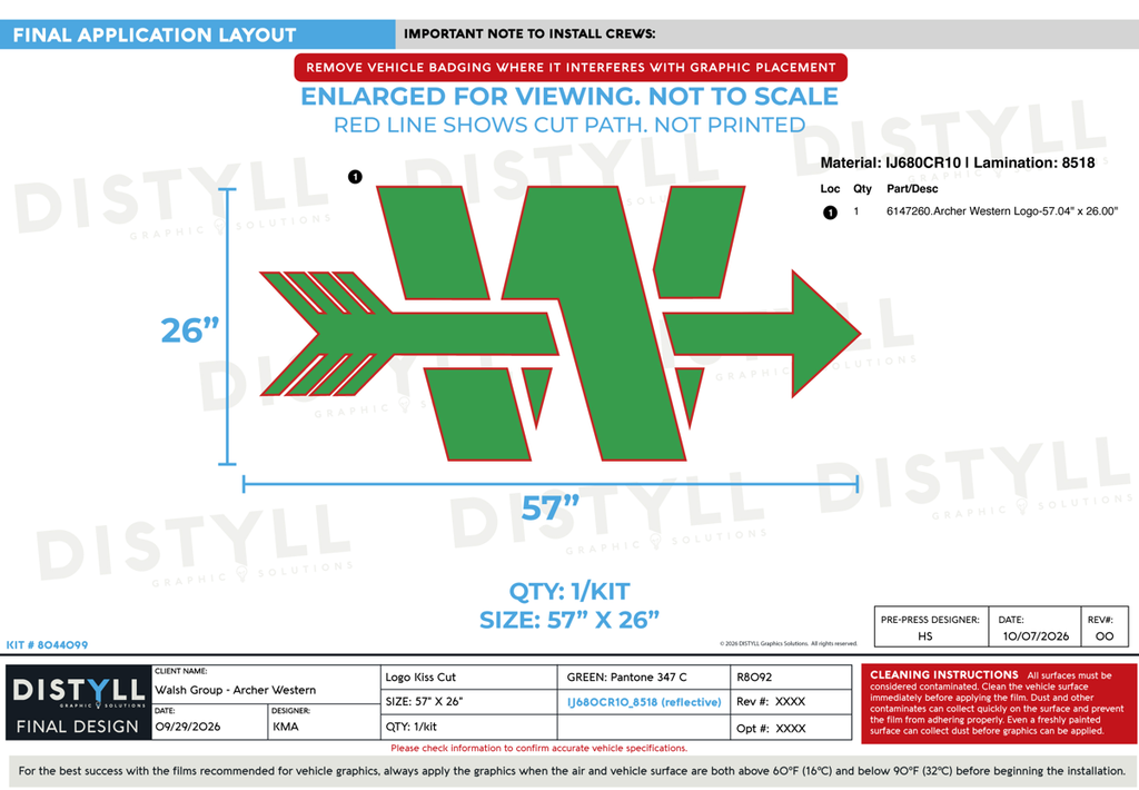 Walsh Group, Archer Western, 26in Logo, Universal Part