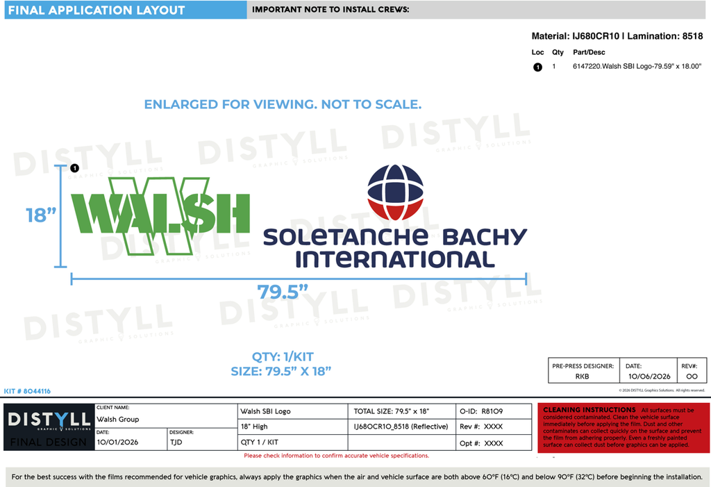 Walsh Group, SBI, 18in Logo, Universal Part