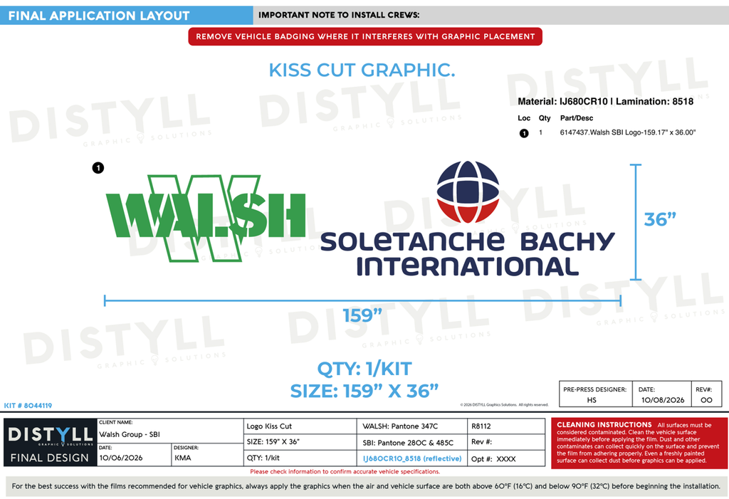 Walsh Group, SBI, 36in Logo, Universal Part