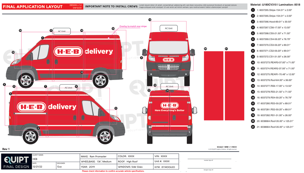 HEB, Dodge Ram Promaster High Roof, 136,  Full Wrap