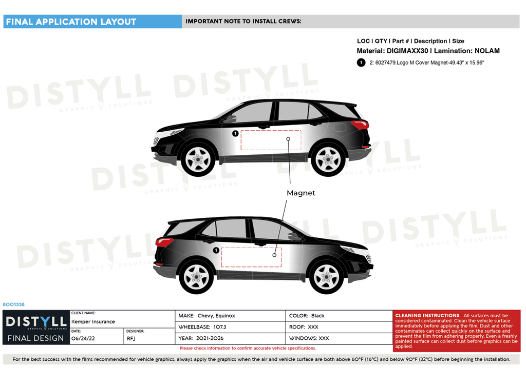 Kemper Insurance, Chevy Equinox, 107 WB, 2021-2026, Cover Up Magnet