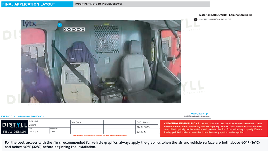 Lincare, Interior VIN ID, Personalization