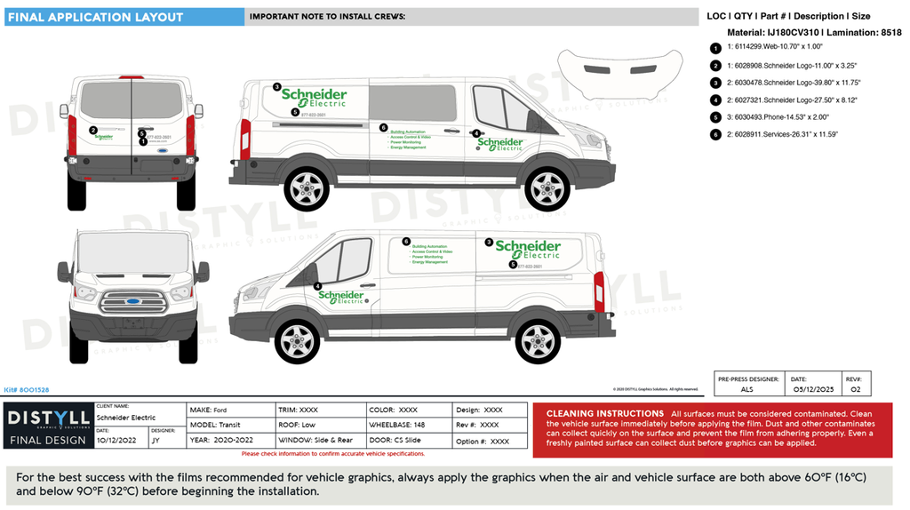 Schneider Electric, Ford, Transit, All WB, All Roof Heights, Side and Rear Windows, 2022-